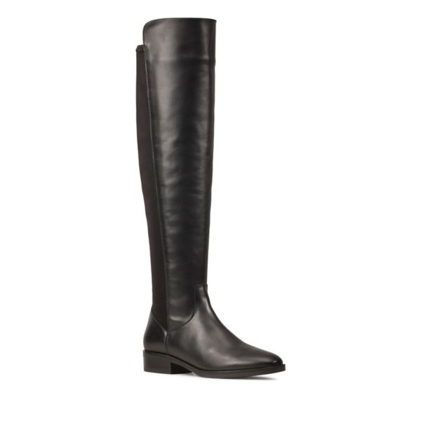 Clarks Womens Pure Caddy Knee High Boots Black | UK-6973804